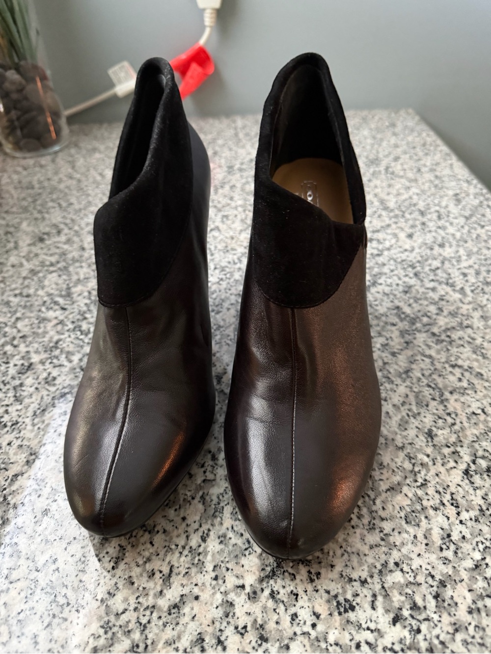 Coach Black Leather & Suede Ankle Booties